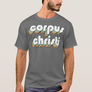 Corpus Christi Retro Rainbow Typografie verblasst T-Shirt