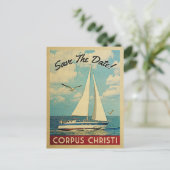 Corpus Christi Save the Date Sailboat Nautical Ankündigungspostkarte (Stehend Vorderseite)