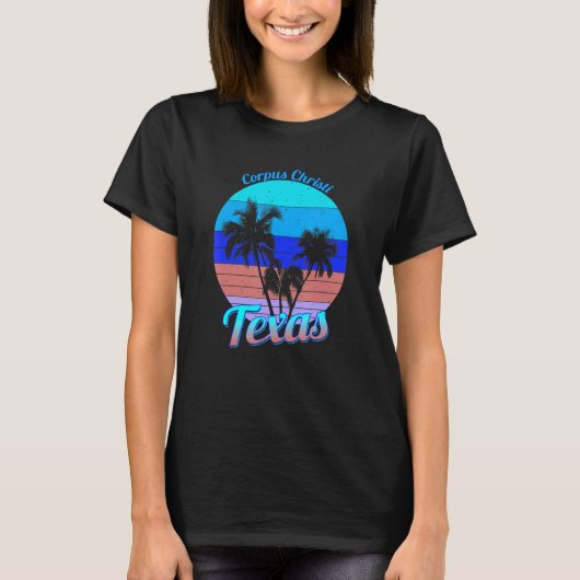 Corpus Christi Texas Retro Tropical Palmen Vac T-Shirt (Vorderseite)
