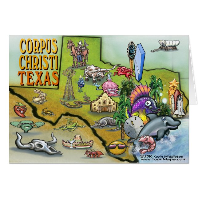 Corpus Christi Tx Cartoon Karte (Vorderseite (Horizontal))
