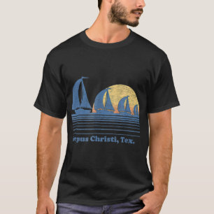 Corpus Christi X Sailboat Vintag 80er Sunset T-Shirt
