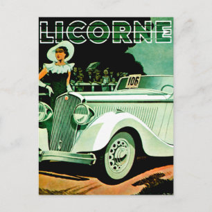 Corre La Licorne ~ Vintage Automobilwerbung Postkarte