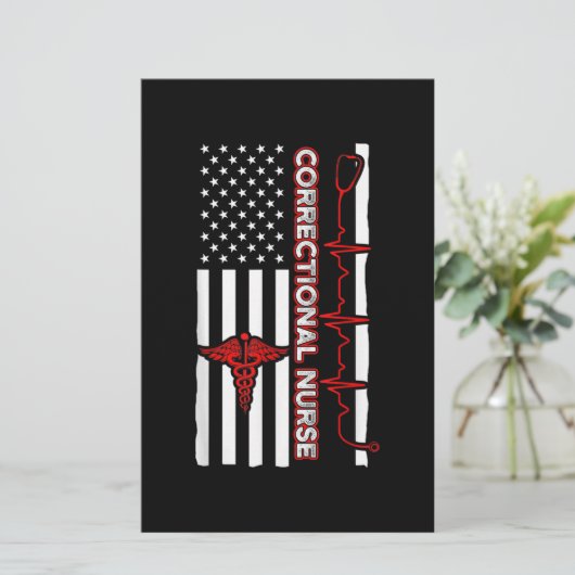 Correctional Nurse USA Flag Nursing RN Briefpapier (Stehend Vorderseite)