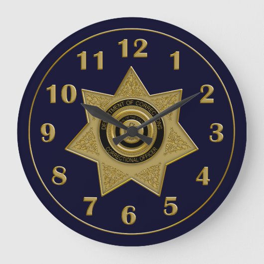 Correctional Officer Badge Wall Clock Große Wanduhr (Vorderseite)
