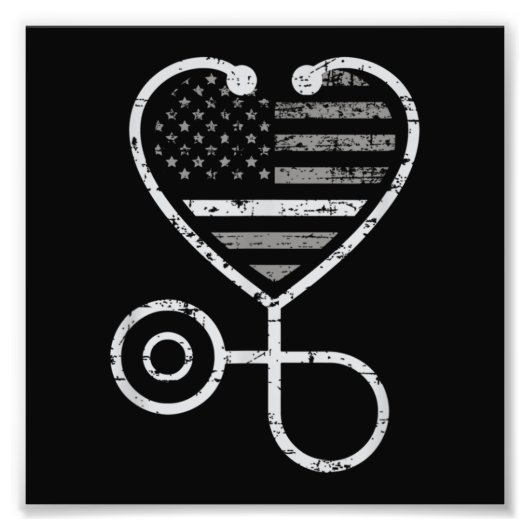 Corrections Nurse Thin Grey Line Heart US Flag Fotodruck (Vorne)
