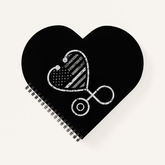Corrections Nurse Thin Grey Line Heart US Flag Notizblock (Vorderseite)
