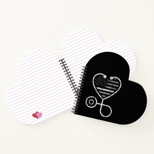 Corrections Nurse Thin Grey Line Heart US Flag Notizblock (Innenseite)