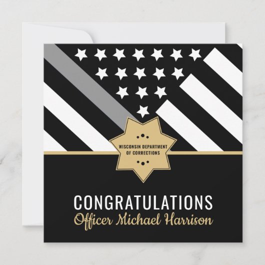 Corrections Officer Thin Silver Line Graduation (Vorderseite)