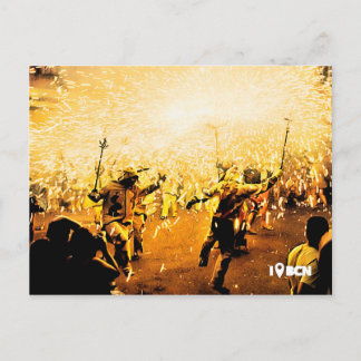 Correfoc des Stadtteils Gràcia in Barcelona, Spani Postkarte