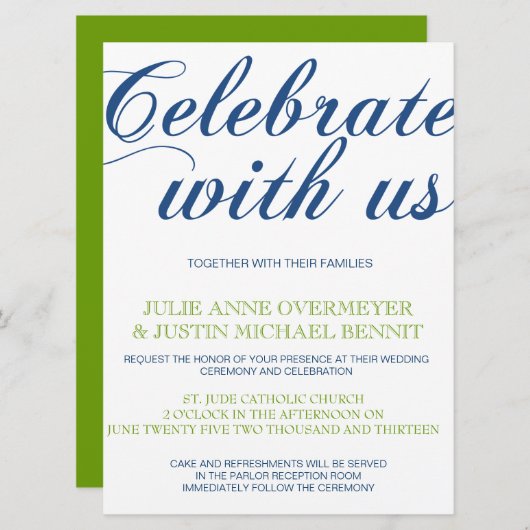 Corrin Calligrafy Wedding Einladung (Vorne/Hinten)