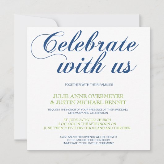 Corrin Calligrafy Wedding Einladung (Vorderseite)