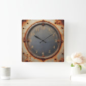 corroded steel circle quadratische wanduhr (Zuhause)