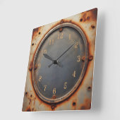 corroded steel circle quadratische wanduhr (Winkel)