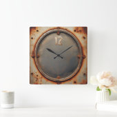 corroded steel quadratische wanduhr (Zuhause)