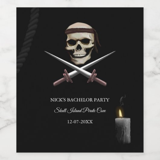 Corsair Pirate zum Thema Meeresrover Bachelor/Gebu Weinetikett (Einzelnes Label)