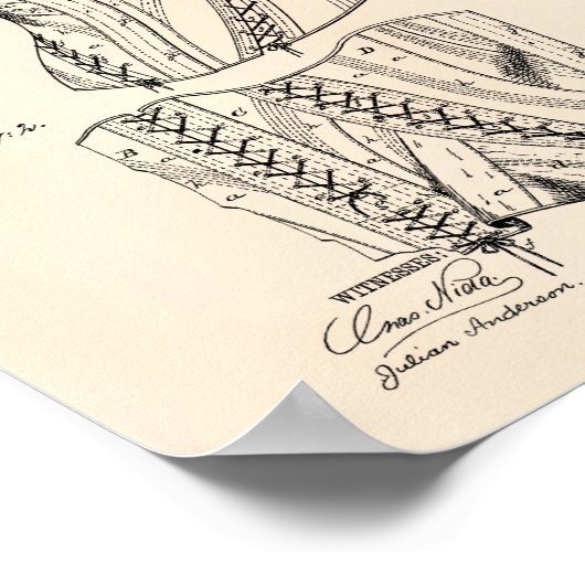 Corset 1884 Patent Art Old Peper Poster (Ecke)