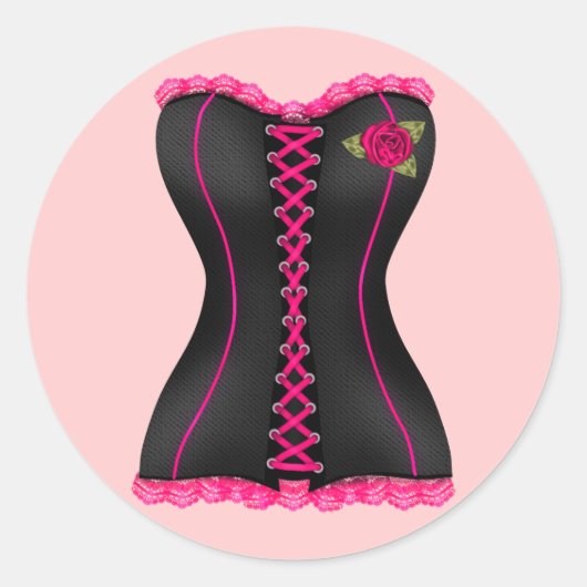 Corset Black Pink Rosa Clubaufkleber Runder Aufkleber (Vorderseite)