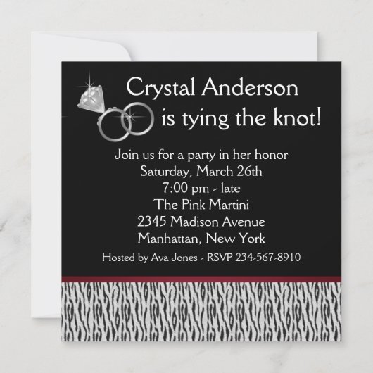 Corset High Heels Red Zebra Junggeselinnen-Abschie Einladung (Rückseite)