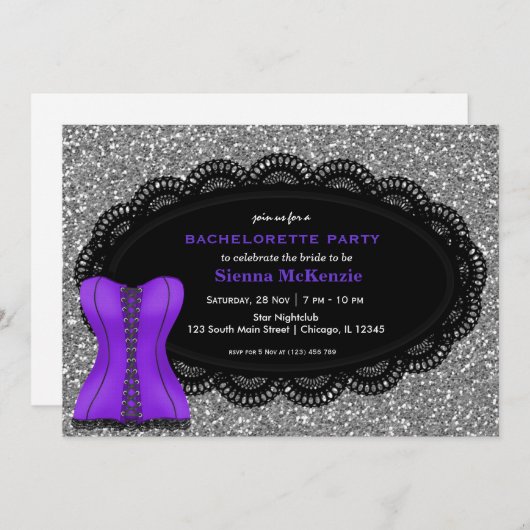 Corset-Junggeselinnen-Abschied Einladung (Vorne/Hinten)