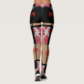 Corset Lace Bow Repeating Block Pattern Leggings (Rückseite)