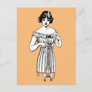 CORSET LADY POSTCARD POSTKARTE