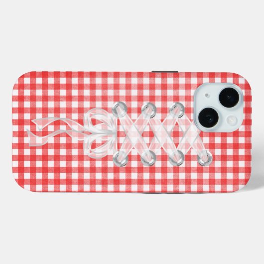 Corset Ribbon Lacing on Gingham Case-Mate iPhone Hülle (Rückseite (Horizontal))