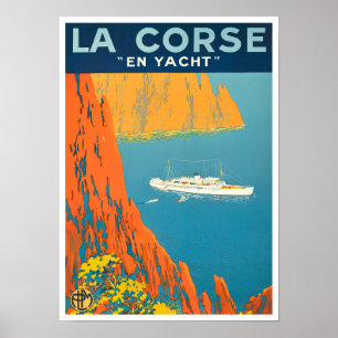 Corsica by yacht France Vintage Reise Poster