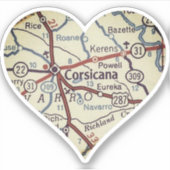 Corsicana Texas Vintage Karte Aufkleber (Vorderseite)