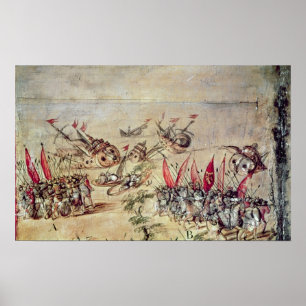Cortes, das seine Flotte vor der Küste von sinkt Poster