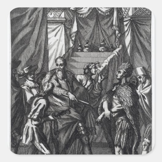 Cortes und Montezuma Quadratischer Aufkleber (Vorderseite)