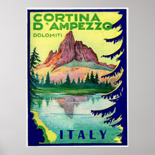 Cortina D' Ampezzo, Dolomiti Alpen, Italien, Vinta Poster