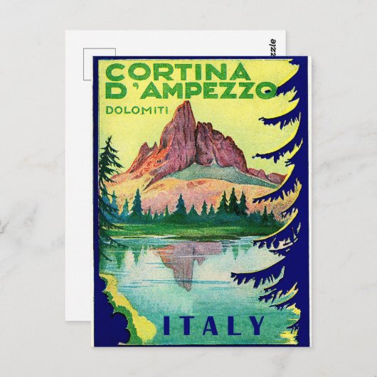 Cortina D' Ampezzo, Dolomiti Alpen, Italien, Vinta Postkarte (Vorne/Hinten)