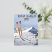Cortina d'Ampezzi Italien Skilanglauf Kunst, Dicht Postkarte (Stehend Vorderseite)