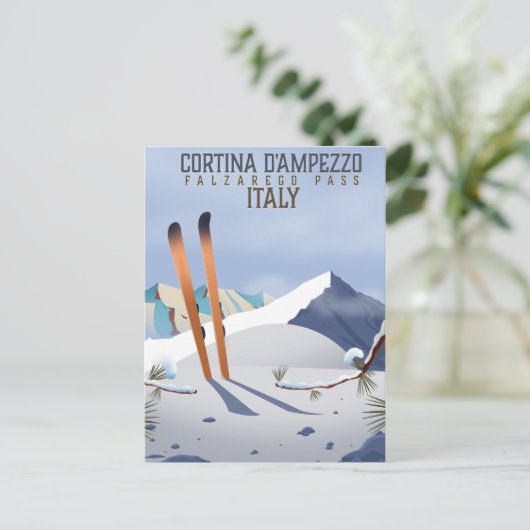 Cortina d'Ampezzi Italien Skilanglauf Kunst, Dicht Postkarte (Stehend Vorderseite)