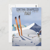 Cortina d'Ampezzi Italien Skilanglauf Kunst, Dicht Postkarte (Vorne/Hinten)