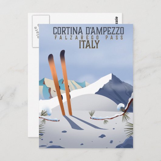 Cortina d'Ampezzi Italien Skilanglauf Kunst, Dicht Postkarte (Vorne/Hinten)