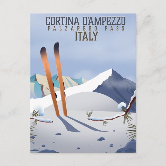 Cortina d'Ampezzi Italien Skilanglauf Kunst, Dicht Postkarte (Vorderseite)