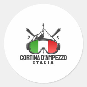Cortina D'ampezzo Italien Retro-Skigebiet Skifahre Runder Aufkleber