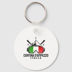 Cortina D'ampezzo Italien Retro-Skigebiet Skifahre Schlüsselanhänger