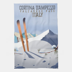 Cortina d'Ampezzo Italien Ski Poster Kunst Druck Geschirrtuch