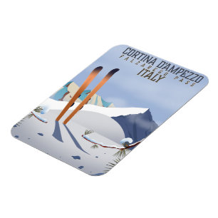 Cortina d'Ampezzo Italien Ski Poster Kunst Druck Magnet