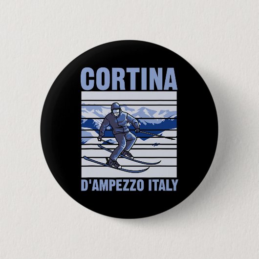 Cortina D'ampezzo Italien Skifahren Button (Vorderseite)