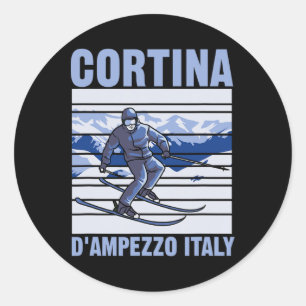 Cortina D'ampezzo Italien Skifahren Runder Aufkleber