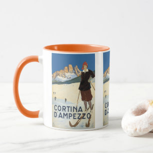 Cortina d'Ampezzo, Italien, Vintage-Reise Ski Alpe Tasse