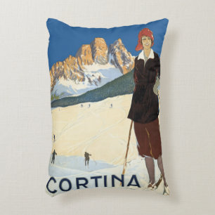 Cortina d'Ampezzo, Italien, Vintage Travel Ski Alp Dekokissen