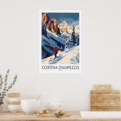 Cortina dampezzo Ski Druck - Italien 1 Poster (Küche)