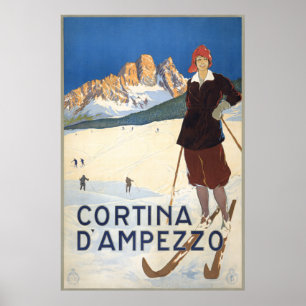 Cortina d'Ampezzo Vintage-Ski-Plakat Poster