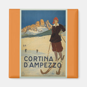 Cortina D'Ampezzo Vintages Skiposter Magnet