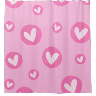 Cortina de Banho com Padrão de Corações Rosa Duschvorhang