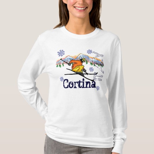 Cortina-Italien-Gebirgsski Hoodie T-Shirt (Vorderseite)